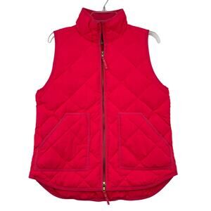 J. Crew Factory Quilted Down Vest Womens Size S Pink Pockets Two Way Zipper